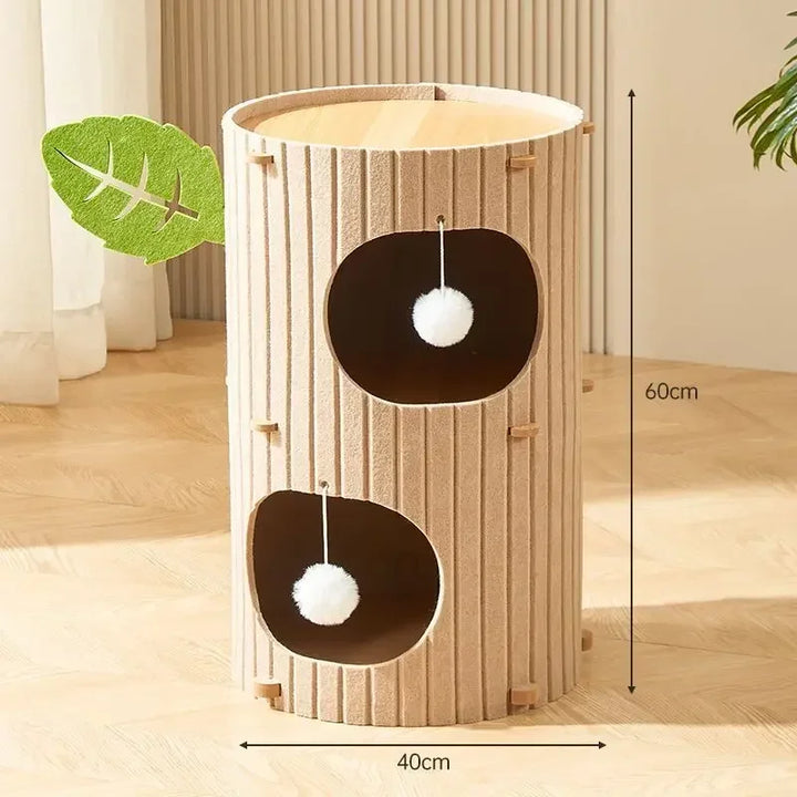 Multi-layer Felt Cat House Multi-function Tree Stump Cat House Wear-resistant Cat Scratching Board Pet Supplies Pet Furniture