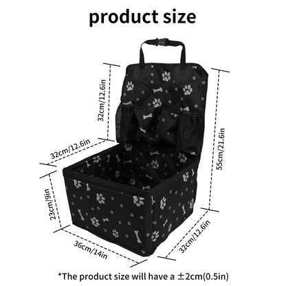 Pet Dog Car Seat with Storage Pockets Universal Pet Seat Cover for Small Medium Dogs Non-Slip Portable Travel Mat & Safety Bag