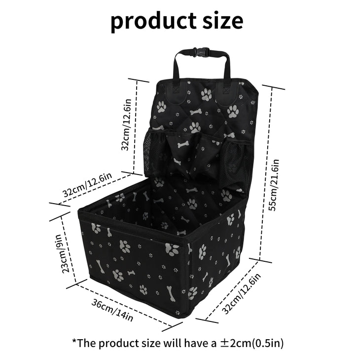 Pet Dog Car Seat with Storage Pockets Universal Pet Seat Cover for Small Medium Dogs Non-Slip Portable Travel Mat & Safety Bag