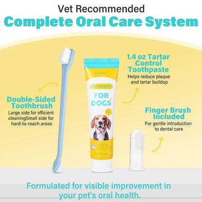 Dog Cat Dental Care Kit Milk Toothpaste Toothbrush Deep Clean Freshens Breath Reduces Plaque Tartar Oral Care For All Breeds