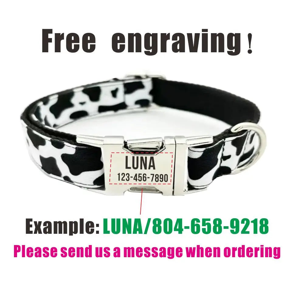Free Engraving Personalized Dog Collars,Matching Leashes,Customized ID Name Contacts Muilti Design Adjustable Pet Collars