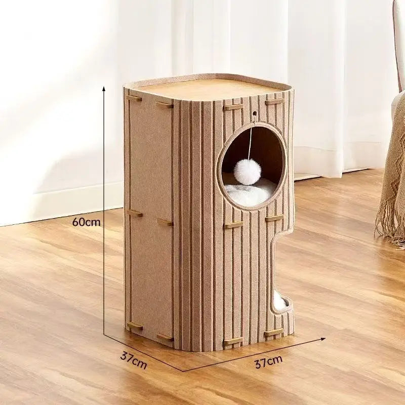 2 or 3 Story Cat Villa, Cat Climbing Frame, Shelter House, Multi-cat Family Cat House, Pet Cave, with Plush Ball But No Cushion