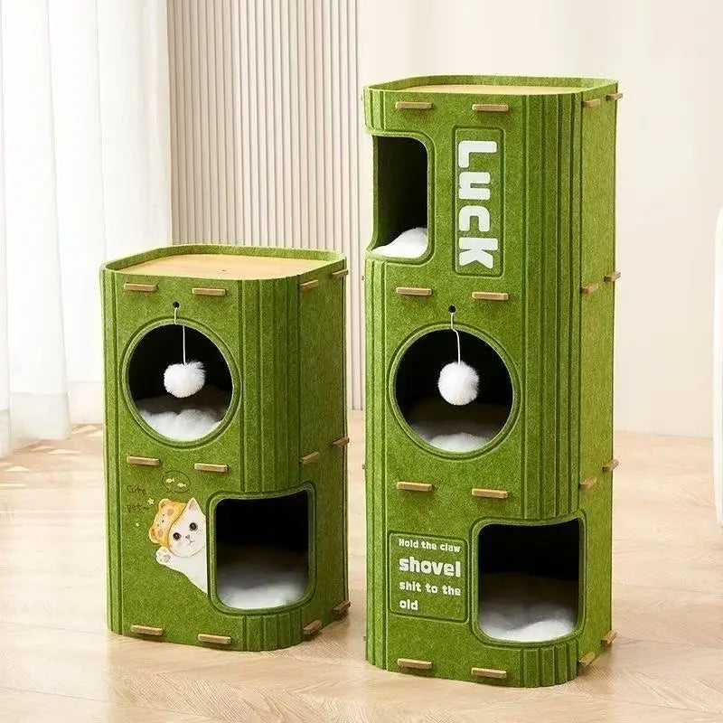 2 or 3 Story Cat Villa, Cat Climbing Frame, Shelter House, Multi-cat Family Cat House, Pet Cave, with Plush Ball But No Cushion