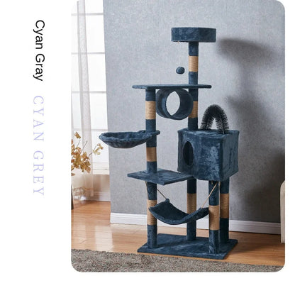 Large Cat Tree Tower with Multiple Hamocks, Scratch Tower, Villa Training Aids, Furniture, Pet Products Supplies