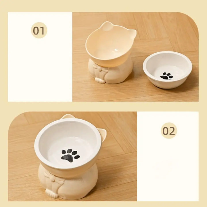 Pet Supplies Ceramic Cat Bowl Creative Slanted Mouth Dog Food Feeding Basin Non-slip Cute Pet Drinking Feeder Water Container