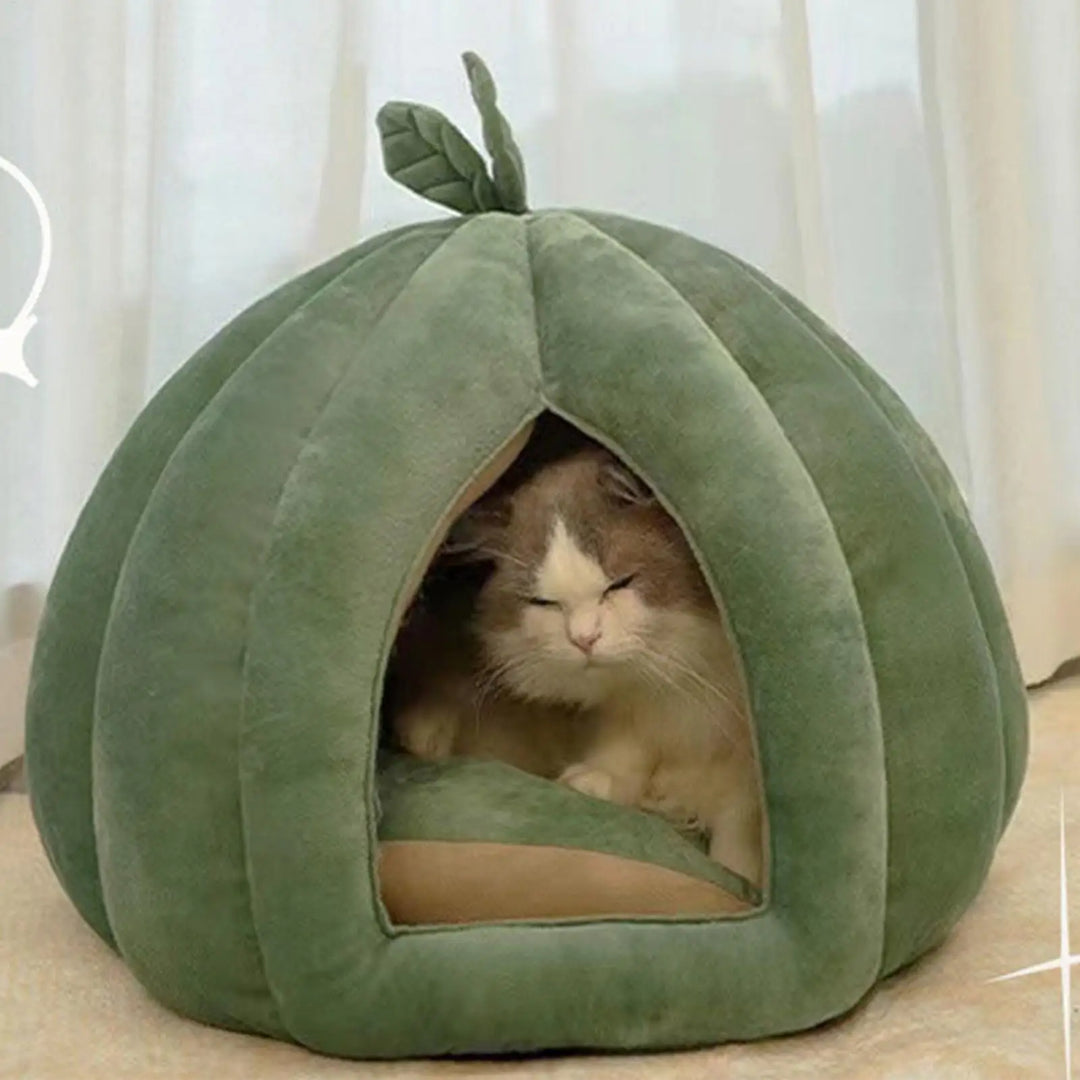 Cat Beds For Indoor Cats Pumpkin Cat House Enclosed Cat Bed Cat Cave Thickened Halloween Pet Bed Cat Hideaway For Kittens Small