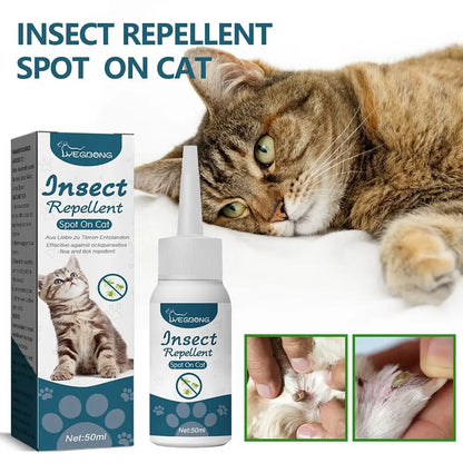 Pet Flea Killer Drop Anti-Fleas Ticks Lice Mite Removal Relieve Itching for Cats Dogs Ringworm Treatment Pet Insect Removal Drop
