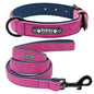 Leather Dog Collar Leash Custom Durable Leather Pet Collars and Leashes Walking Leads Strap Cusomized for Small Medium Large Dog