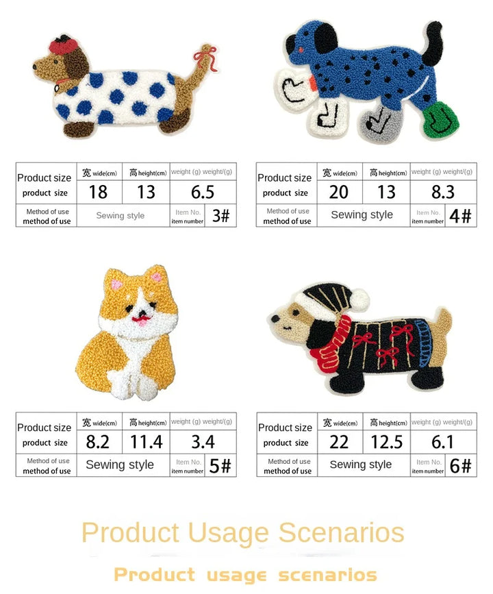 Large Long Dog New Towel Cartoon Animal Decorative Cloth Patch Clothes Accessories Embroidery DIY Patches for Clothing Sewing