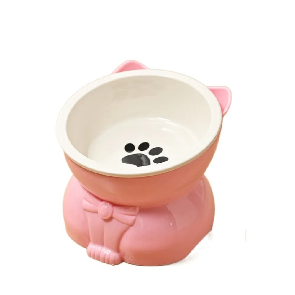 Pet Supplies Ceramic Cat Bowl Creative Slanted Mouth Dog Food Feeding Basin Non-slip Cute Pet Drinking Feeder Water Container