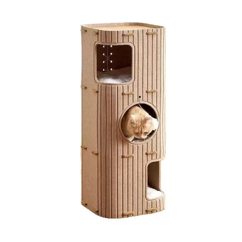 2 or 3 Story Cat Villa, Cat Climbing Frame, Shelter House, Multi-cat Family Cat House, Pet Cave, with Plush Ball But No Cushion