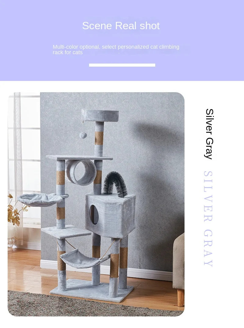 Large Cat Tree Tower with Multiple Hamocks, Scratch Tower, Villa Training Aids, Furniture, Pet Products Supplies