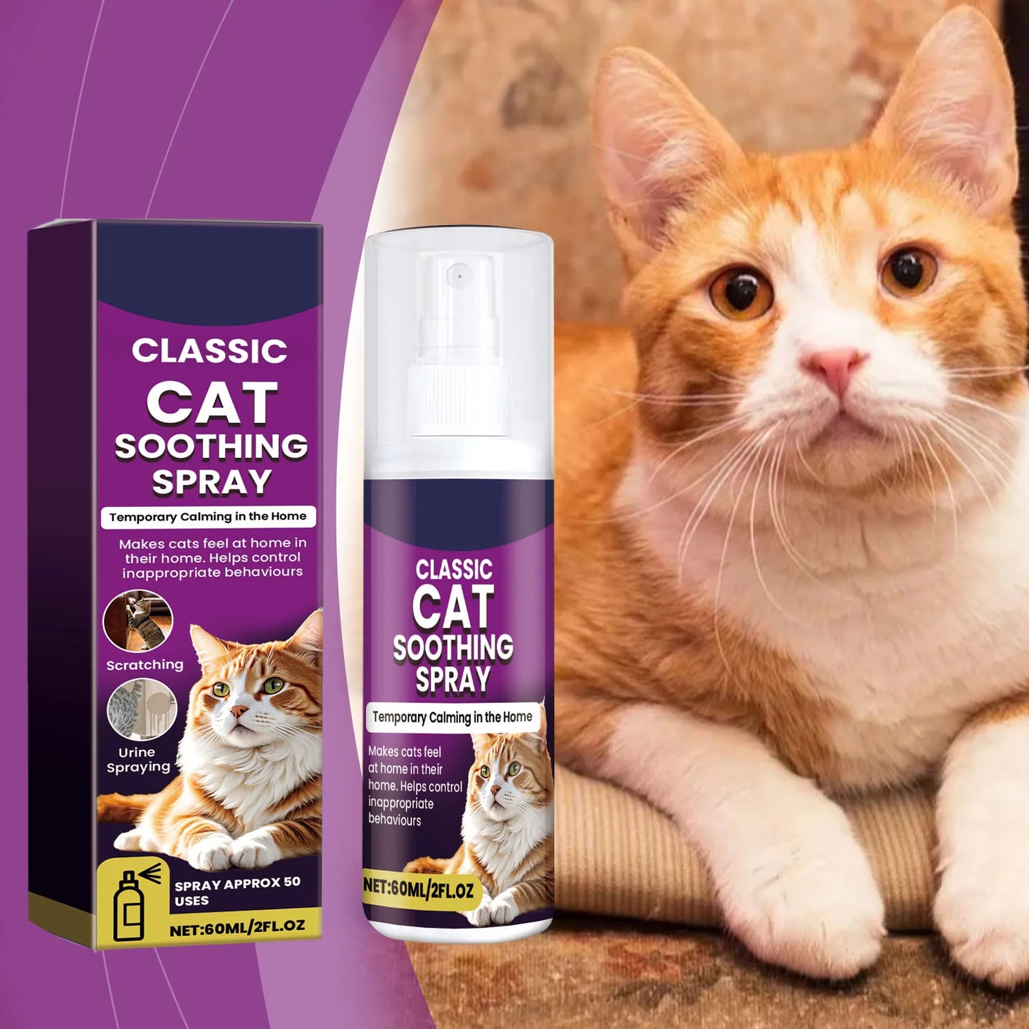 60ml Pet Calming Spray Prevent Howling Reduce Anxiety Soothe Mood Pet Dog Cat Estrus Calming Prohibition Spray Pet Supplies