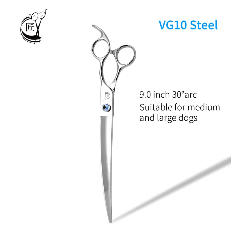 Crane Big Curved Pet Scissors 7.0/7.5/ 8/ 9/ 10 Inch For Dog Grooming Cutting High Quality Shears Large Dog Grooming VG10 Steel