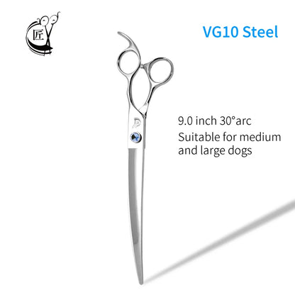 Crane Big Curved Pet Scissors 7.0/7.5/ 8/ 9/ 10 Inch For Dog Grooming Cutting High Quality Shears Large Dog Grooming VG10 Steel