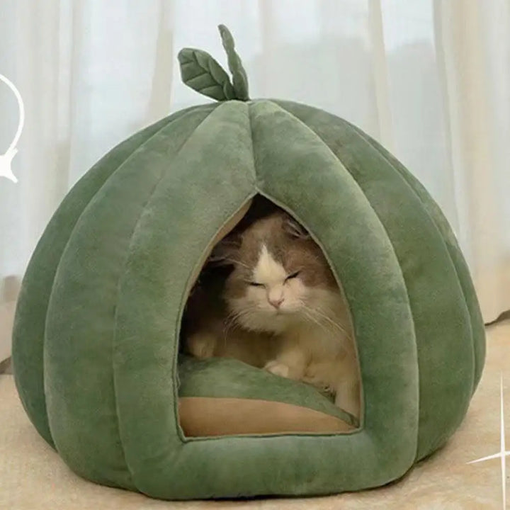 Cat Beds For Indoor Cats Pumpkin Cat House Enclosed Cat Bed Cat Cave Thickened Halloween Pet Bed Cat Hideaway For Kittens Small