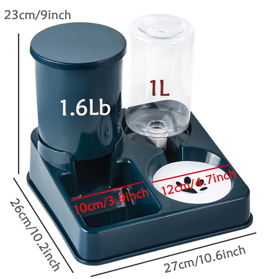 Automatic Cat Feeder Water Dispenser Set, 2 In 1 Tilted Automatic Pet Food And Water Feeder Gravity Food Feeder And Waterer