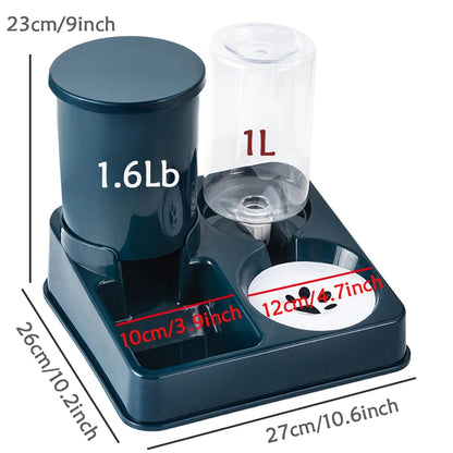 Automatic Cat Feeder Water Dispenser Set, 2 In 1 Tilted Automatic Pet Food And Water Feeder Gravity Food Feeder And Waterer