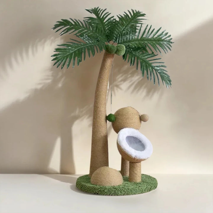 Coconut Tree Claw Sharpener Pole Interactive Cat Sisal Scratcher Natural Sisal Rope Cat Tree for Small Medium Cats
