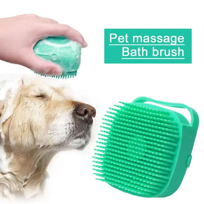 Pet Dog Shampoo Brush 2.7oz 80ml Cat Massage Comb Grooming Scrubber for Bathing Short Hair Soft Silicone Rubber
