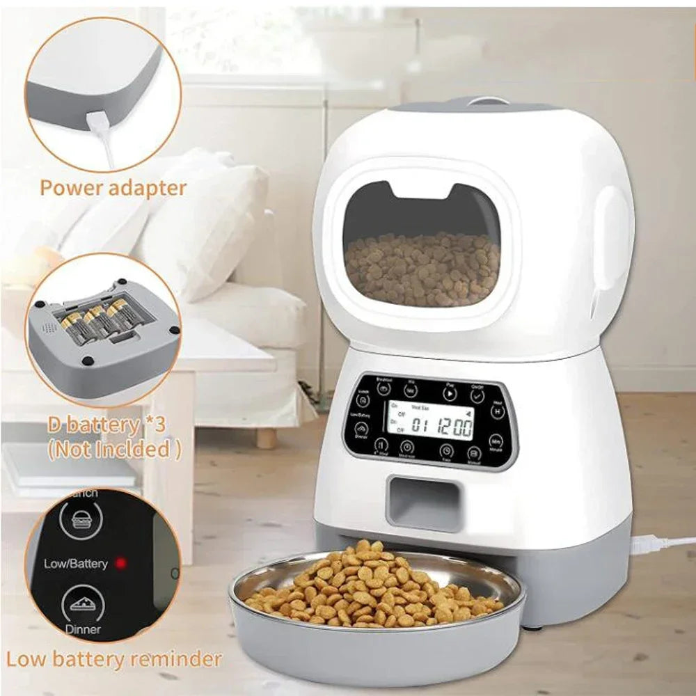 3.5L Automatic Pet Feeder Smart Food Dispenser for Cats Dogs Timer Stainless Steel Bowl Auto Cat Dogs WIFI Feeding Pet Supplies