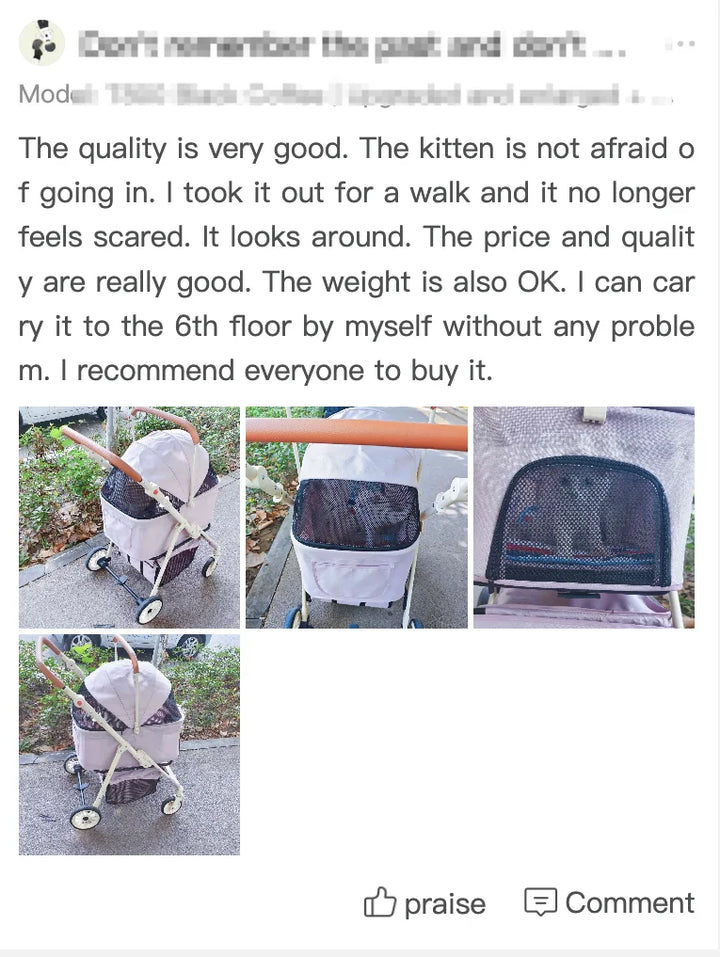 3-in-1 Pet Stroller for Cats & Dogs Detachable Carrier  Storage Basket One-Hand Fold & 4-Wheel Brakes  cat carrier dog carrier