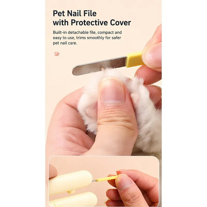 LED Light Pet Nail Clipper with File Anti-cut Bloodline Anti-splash Trimmer Safe Grooming Tool for Cat Kitten Precise Claw