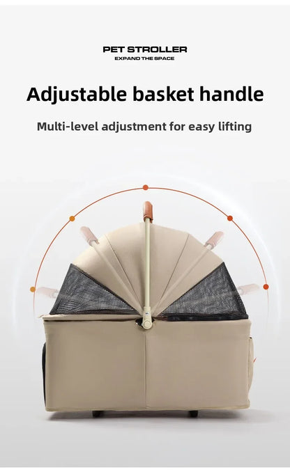 3-in-1 Pet Stroller for Cats & Dogs Detachable Carrier  Storage Basket One-Hand Fold & 4-Wheel Brakes  cat carrier dog carrier