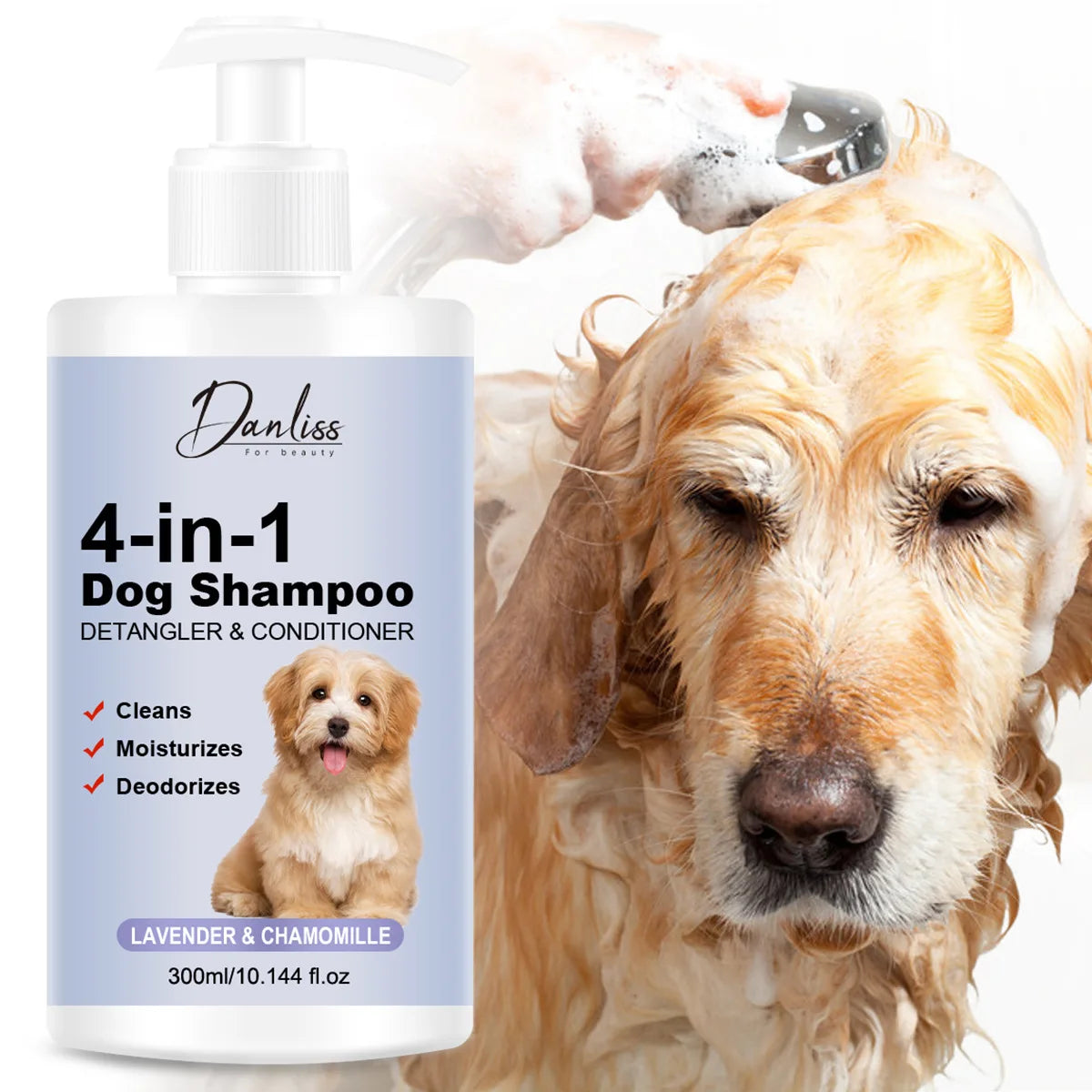 Pet shampoo, cat and dog shampoo, pet cleaning, pet odor removal hair protection, making hair softer, preventing pet hair loss