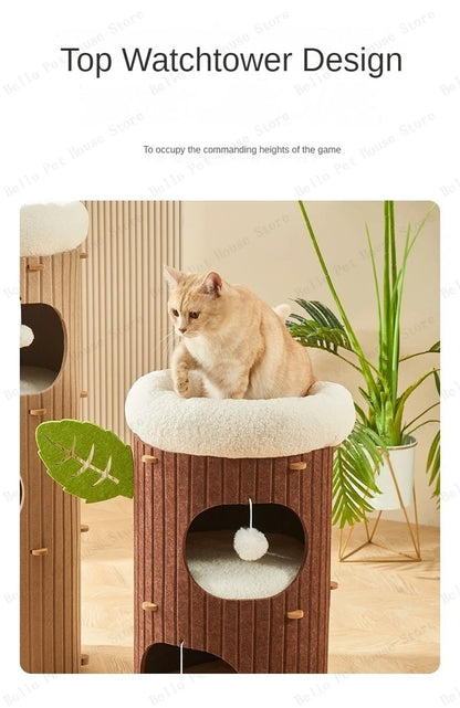 Multi-layer Felt Cat House Multi-function Tree Stump Cat House Wear-resistant Cat Scratching Board Pet Supplies Pet Furniture