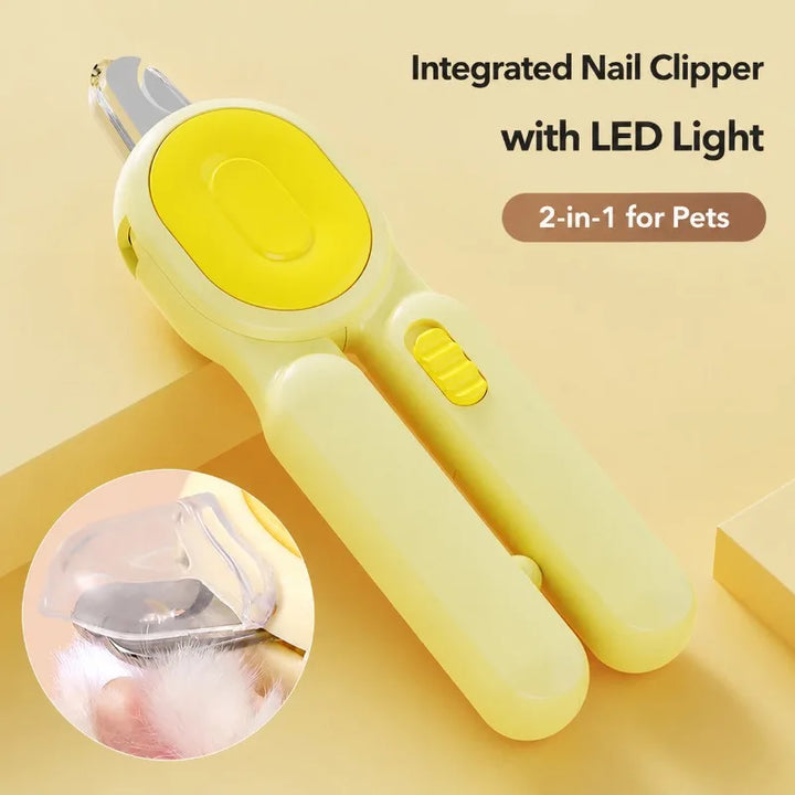 LED Light Pet Nail Clipper with File Anti-cut Bloodline Anti-splash Trimmer Safe Grooming Tool for Cat Kitten Precise Claw