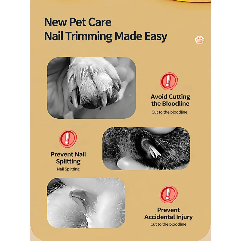 LED Light Pet Nail Clipper with File Anti-cut Bloodline Anti-splash Trimmer Safe Grooming Tool for Cat Kitten Precise Claw