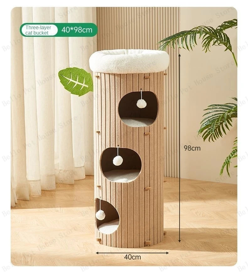 Multi-layer Felt Cat House Multi-function Tree Stump Cat House Wear-resistant Cat Scratching Board Pet Supplies Pet Furniture
