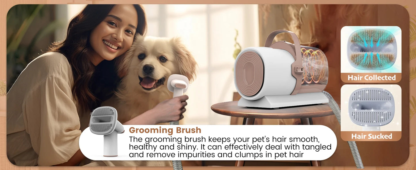 AIRROBO PG50 Dog Grooming Kit, 5 in 1 Dog Grooming Vacuum , 2.5L Dust, 11000Pa, Super Suction for Pet Hair, Low noise