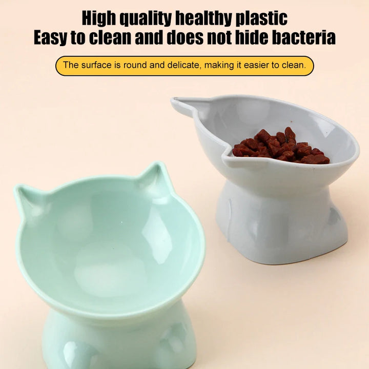 Pet Bowl Large Capacity Cats Bowls Oblique Mouth Cute Cartoon Cat Shape Cat Dog Food Dispenser Pet Feeder Pets Supplies
